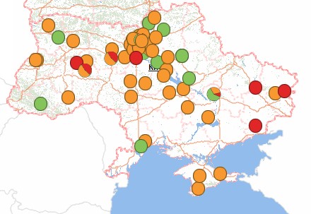 Карта якості води в Україні. Твердість води у водопровідних мережах Карта якості води в Україні. Твердість води у водопровідних мережах
